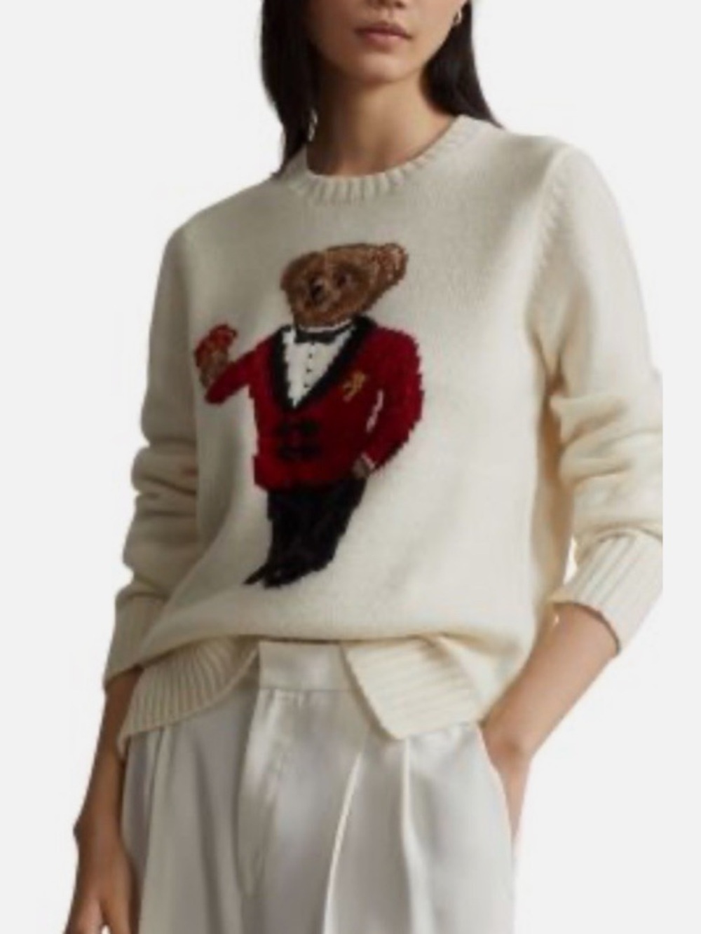 Polo Ralph Lauren Lunar New Year Polo Bear Crewneck Sweater in Cream Medium Rare - Picture 5 of 15
